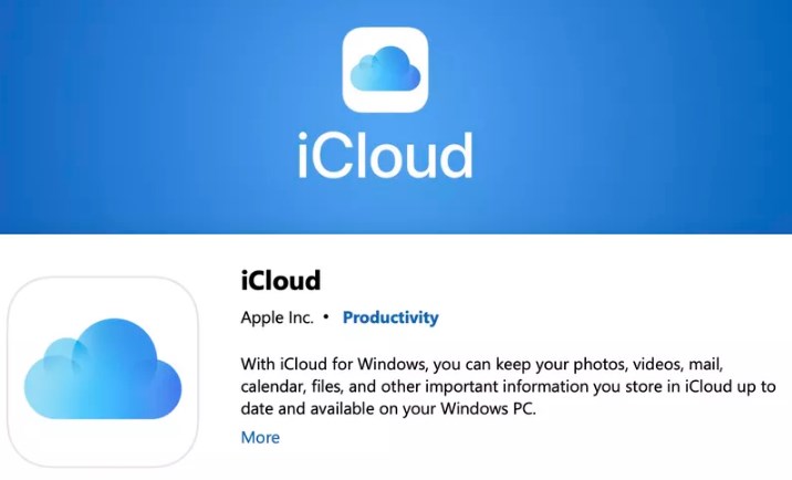 iCloud in windows store